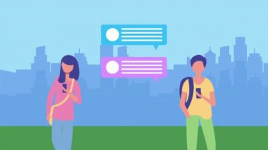 Sosyal medyada akıllı telefon kullanan genç çift