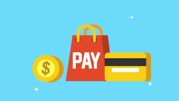 technologie de commerce électronique avec sac à provisions et carte de crédit 