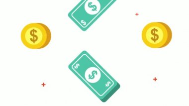 Ekonomi ve finansman faturalar ve madeni paralar yağmur