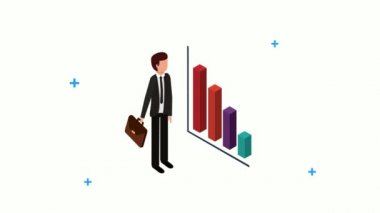 İstatistik çubuğu karakteri olan iş adamı