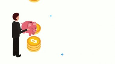 Kumbarası ve parası olan bir iş adamı.