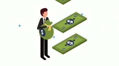 Fatura çantası karakteri olan iş adamı