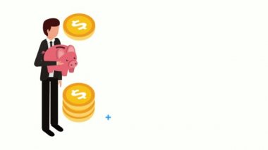 Kumbarası ve parası olan bir iş adamı.