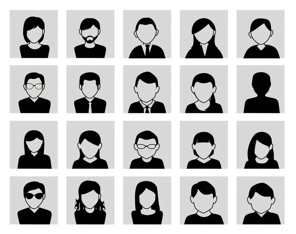 Bundle of silhouette business people avatar character — Stock Vector