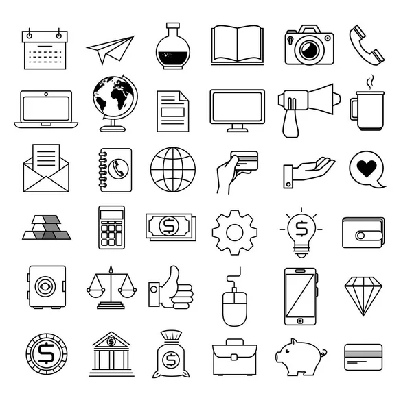 Bundle of business set icons — Stock Vector