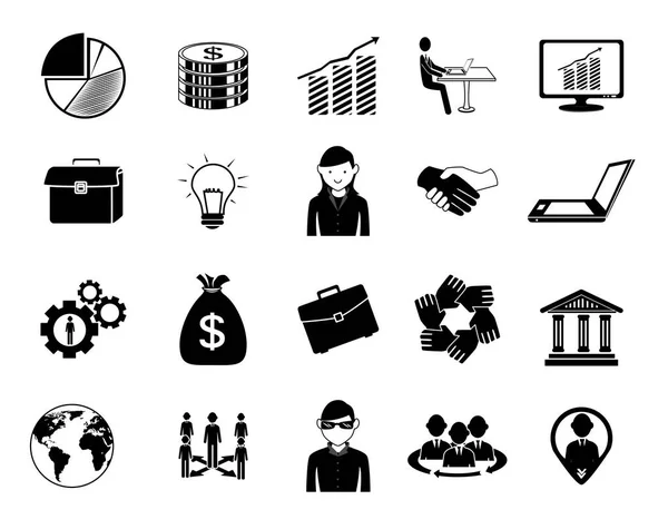 Bundle of people silhouette and set business icons — Stock Vector