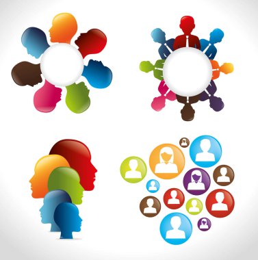 takım çalışması sahnelerinin silueti avatar karakter