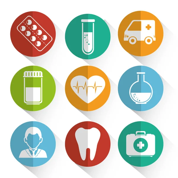 Faisceau de médicaments avec des icônes ensemble — Image vectorielle