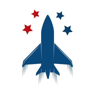 Yıldızları izole edilmiş askeri uçak.