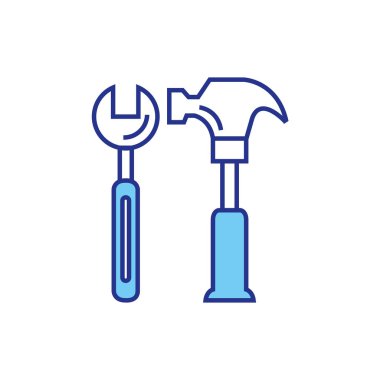 İnşaat anahtarı ve çekiç vektör tasarımı