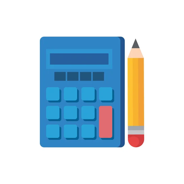 Calculadora isolada e design de vetor a lápis — Vetor de Stock