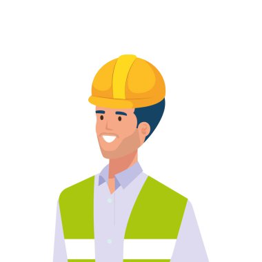 Sarı kask vektör tasarımlı bir inşaatçı.