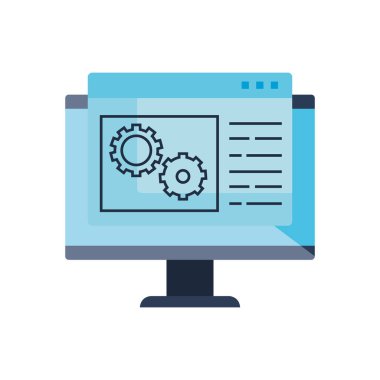 İzole dişli ve bilgisayar vektör tasarımı