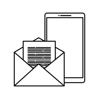 Dijital akıllı telefon ve zarf vektör tasarımı