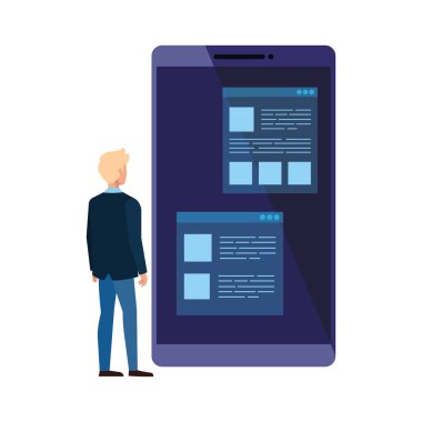 Dijital akıllı telefon ve insan vektör tasarımı