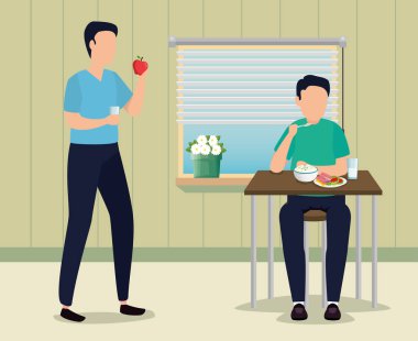 İnsanlar ve sağlıklı yaşam tarzı konsept vektör tasarımı