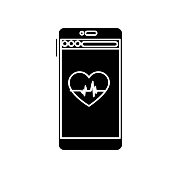 Frequência cardíaca isolada e design de vetor de smartphone — Vetor de Stock