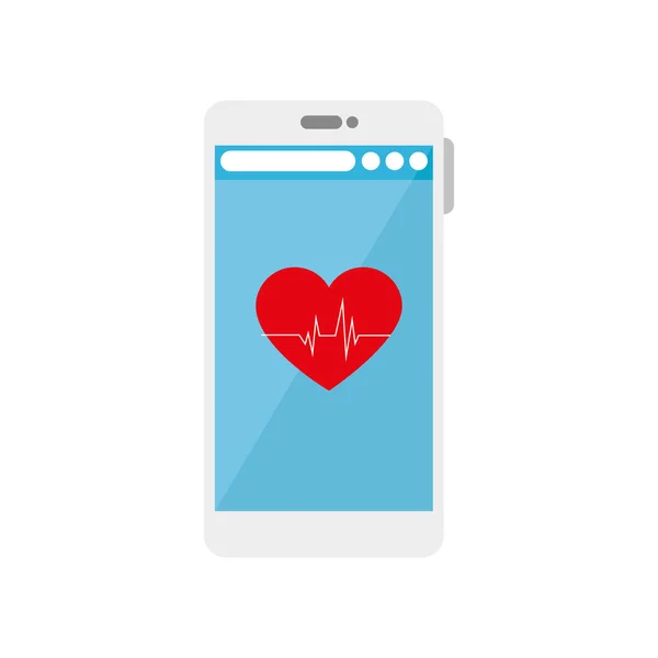 Battito cardiaco isolato e design vettoriale dello smartphone — Vettoriale Stock