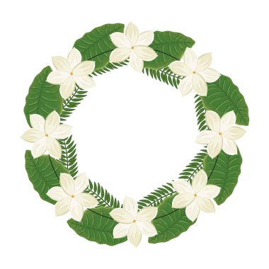 Yaprakları izole edilmiş çiçek çerçevesi