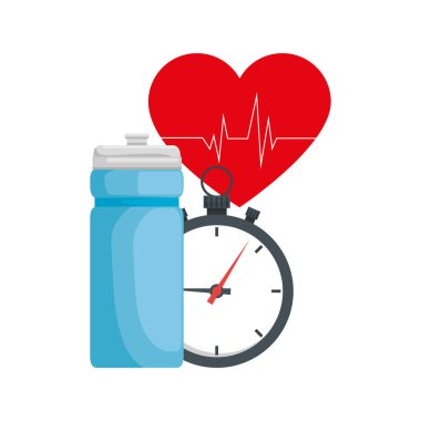 İzole kalp hızı ve kronometre vektör tasarımı