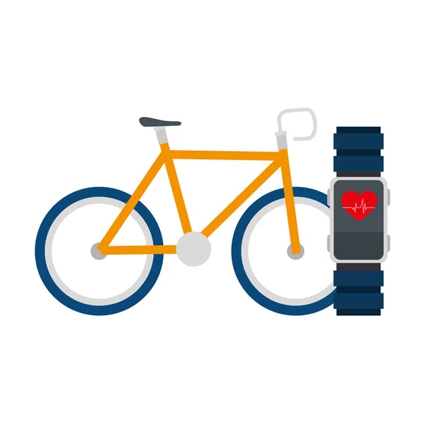İzole edilmiş bisiklet ve saat vektör tasarımı — Stok Vektör