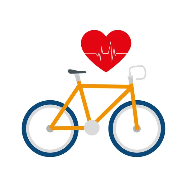 Ritmo cardíaco aislado y diseño de vectores de bicicleta — Archivo Imágenes Vectoriales