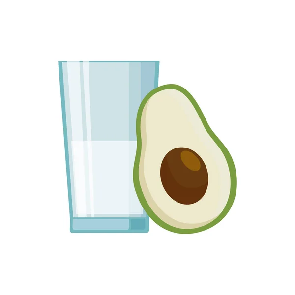 Isolated milk glass and avocado vector design — Stock Vector