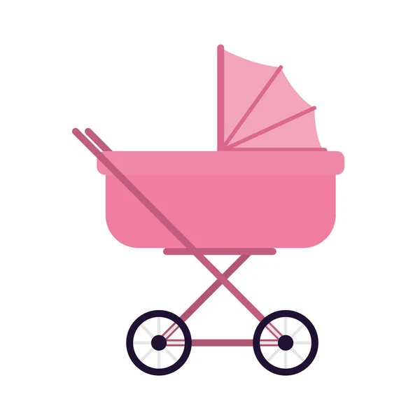 Sevimli bebek arabası izole simgesi — Stok Vektör