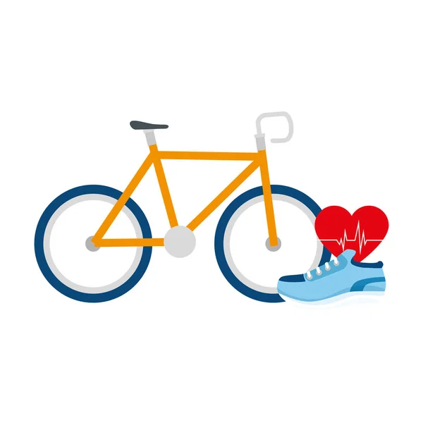 İzole kalp hızı ve bisiklet vektör tasarımı — Stok Vektör