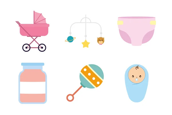 Paquet d'icônes ensemble bébé — Image vectorielle