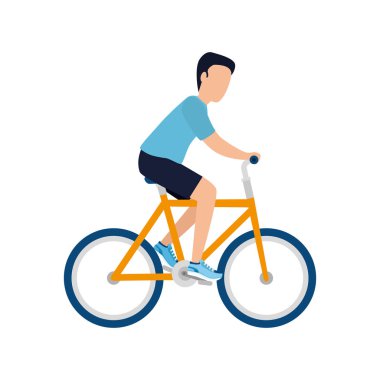 Bisiklet vektör tasarımlı izole bir adam.