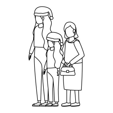 Büyükanne ve kızı noel şapkası takıyor.