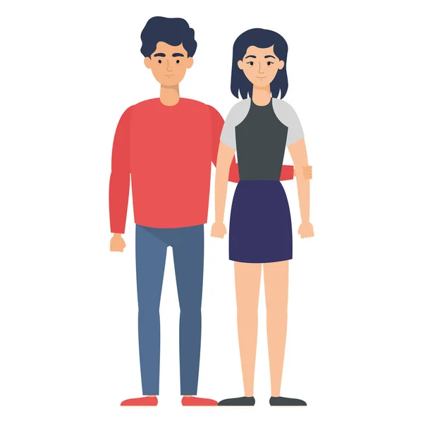 Young lovers couple avatars characters — Stock Vector