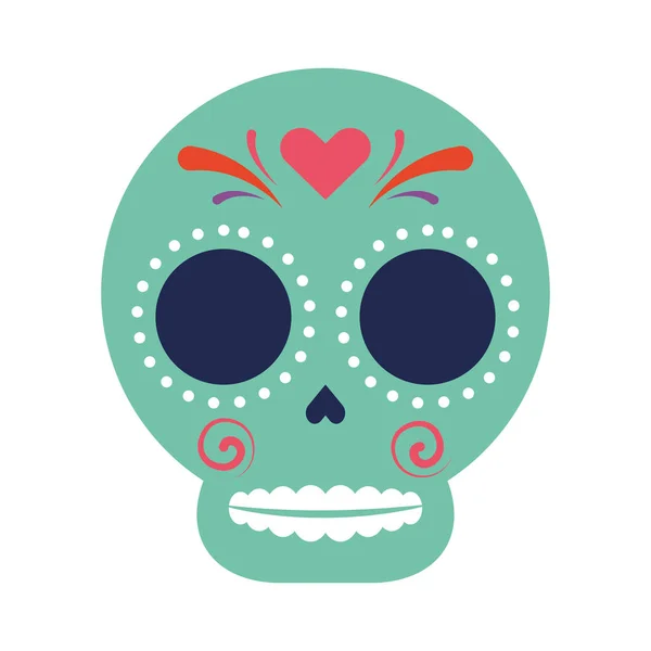 Traditional mexican skull head icon — Stock Vector