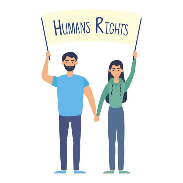 İnsan hakları etiketli genç aşıklar — Stok Vektör
