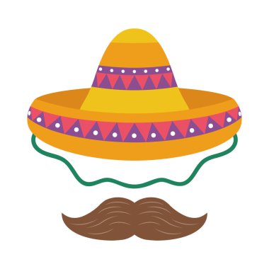 Bıyıklı geleneksel Meksika şapkası.