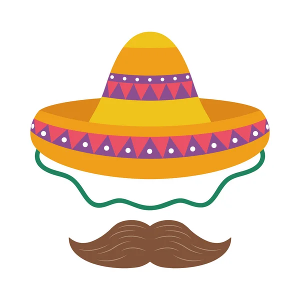 Sombrero tradicional mexicano con bigote — Vector de stock