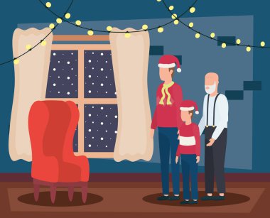 Dedem oğlu ve torunu noel odasında dekore edildi.