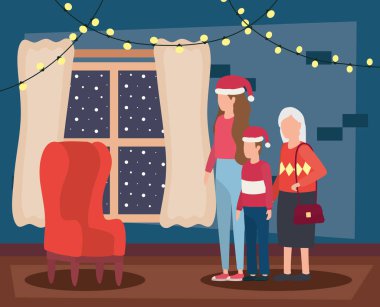 Kızı ve torunu olan büyükannesi Noel süslemesi yaptırmış.