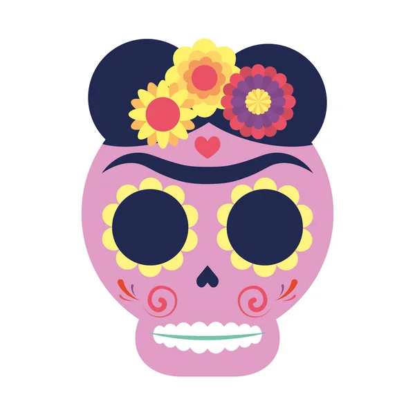 Icono tradicional de la cabeza del cráneo mexicano — Archivo Imágenes Vectoriales