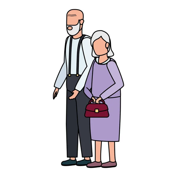 Niedlichen Großeltern Avatare Charaktere — Stockvektor