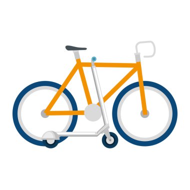 İzole edilmiş bisiklet ve scooter vektör tasarımı