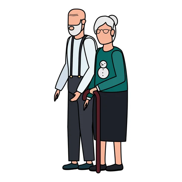 Sevimli büyükanne ve büyükbaba karakterleri — Stok Vektör