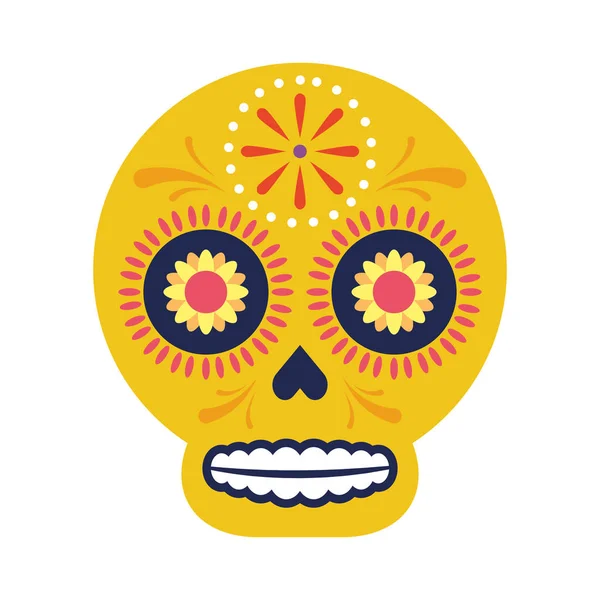 Traditionele Mexicaanse schedel hoofd pictogram — Stockvector