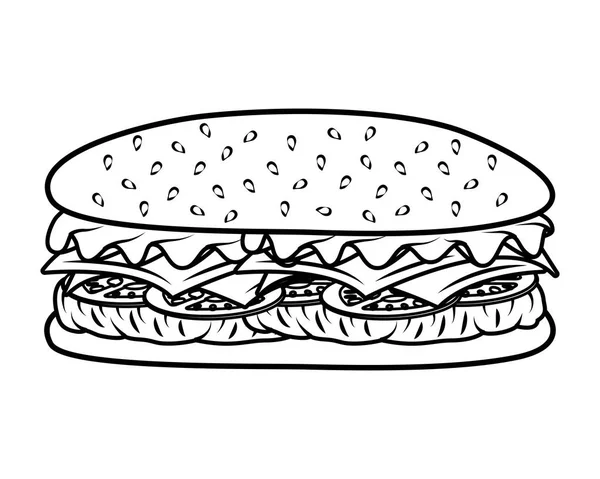 Deliziosa icona hamburger fast food — Vettoriale Stock