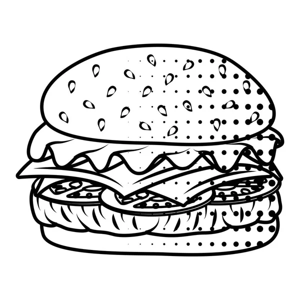 Deliciosa hamburguesa icono de comida rápida — Archivo Imágenes Vectoriales