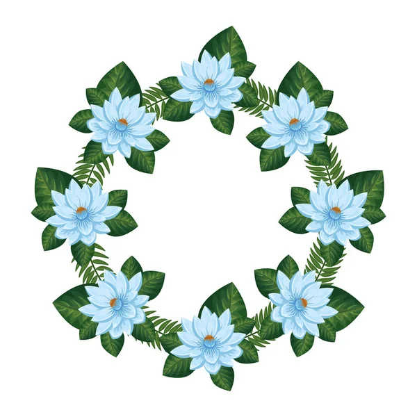 葉が孤立したアイコンを持つ花の輪 — ストックベクタ