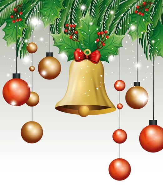 Campana con palle appeso decorazione natalizia — Vettoriale Stock