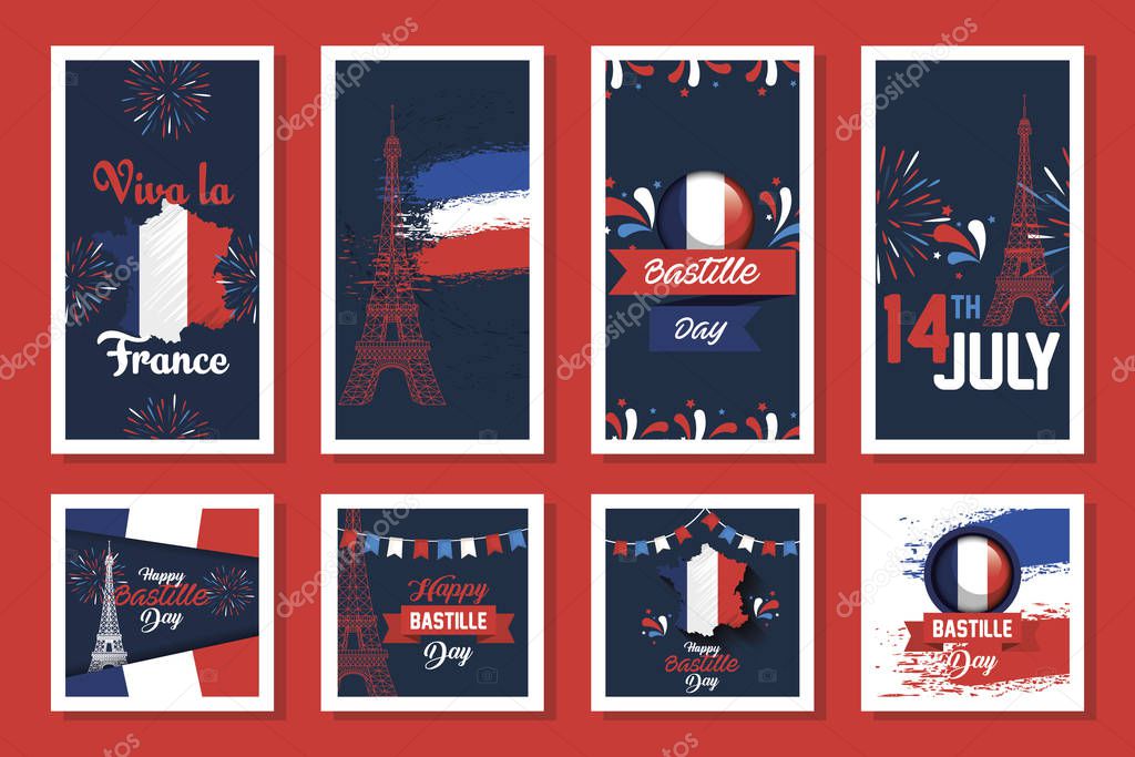 bundle of happy bastille day and icons