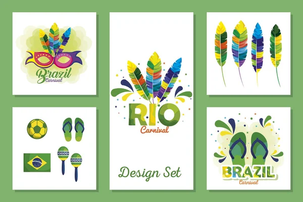 Set designs of brazil carnival with icons — Stock Vector